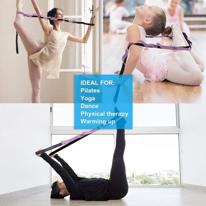 Half-Elastic Stretch Straps with 11 Loops, Stretching Strap for Physical Therapy, Multi-Loop Yoga Strap Fitness Exercise Strap for Yoga, Pilates, Dance, Flexibility&Exercise