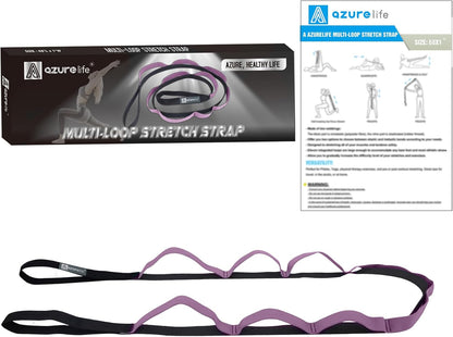 Half-Elastic Stretch Straps with 11 Loops, Stretching Strap for Physical Therapy, Multi-Loop Yoga Strap Fitness Exercise Strap for Yoga, Pilates, Dance, Flexibility&Exercise