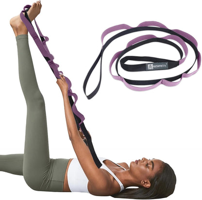 Half-Elastic Stretch Straps with 11 Loops, Stretching Strap for Physical Therapy, Multi-Loop Yoga Strap Fitness Exercise Strap for Yoga, Pilates, Dance, Flexibility&Exercise
