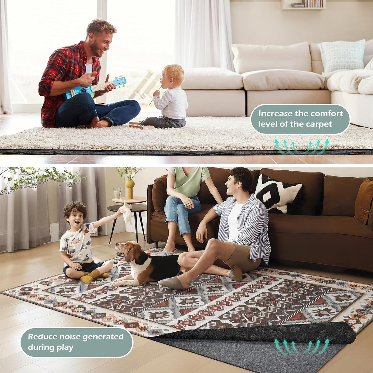 Non-Slip Rug Pads,3x5ft Waterproof Rug Pad,Carpet Pad for Hardwood,Tile,All Floors – Floor Protection,Cushioning, Anti-Slip Grip
