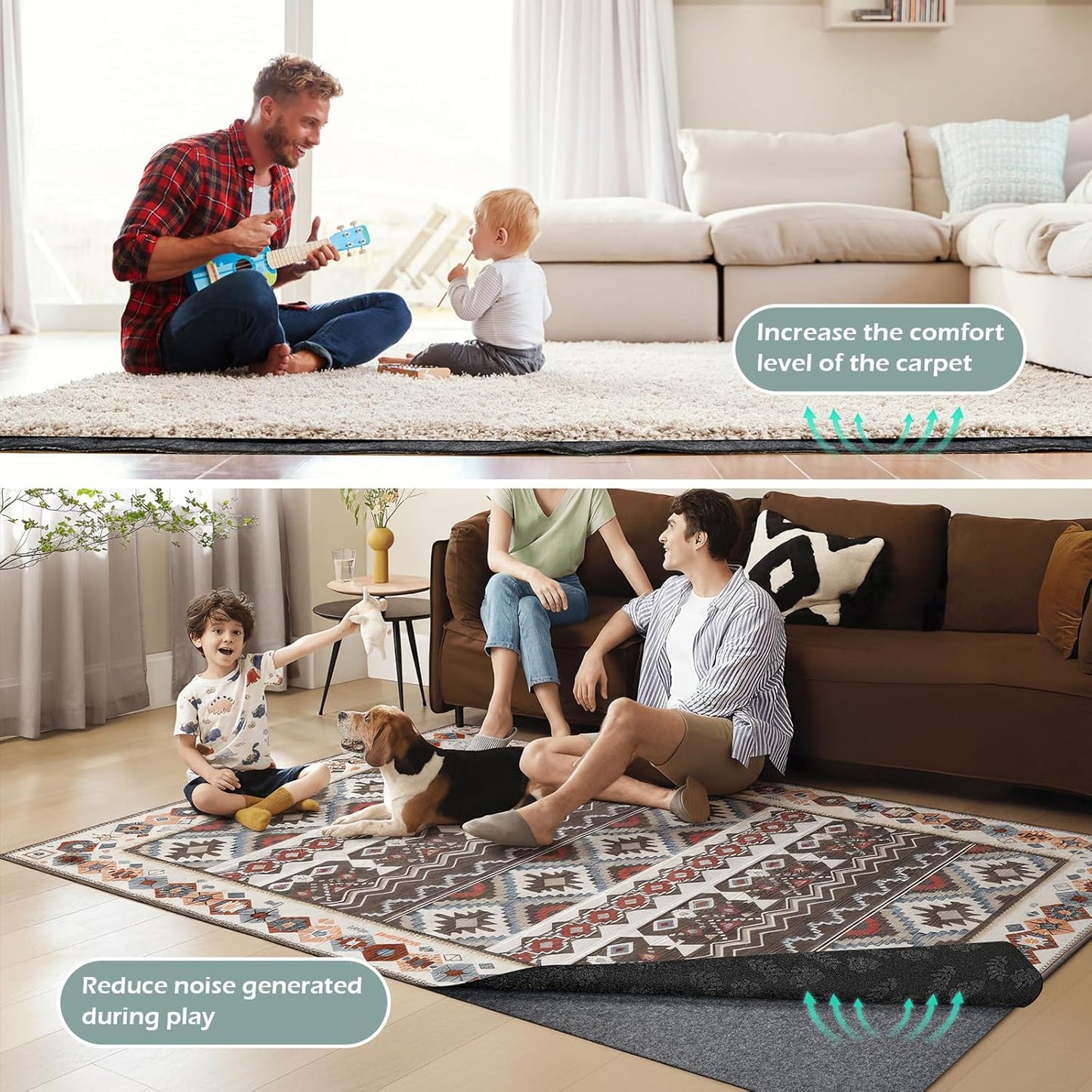 Non-Slip Rug Pads,3x5ft Waterproof Rug Pad,Carpet Pad for Hardwood,Tile,All Floors – Floor Protection,Cushioning, Anti-Slip Grip