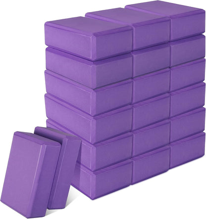 20 Pcs Yoga Blocks Bulk Eva Foam Exercise Brick Purple Non Slip Gymnastic Soft High Density Dance for Girls Women Toning Meditation Stretching Yoga Pilates Accessories