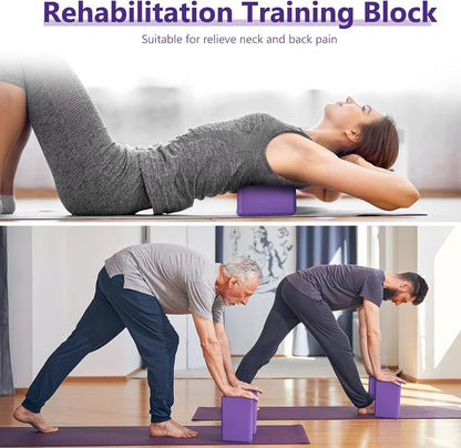 20 Pcs Yoga Blocks Bulk Eva Foam Exercise Brick Purple Non Slip Gymnastic Soft High Density Dance for Girls Women Toning Meditation Stretching Yoga Pilates Accessories