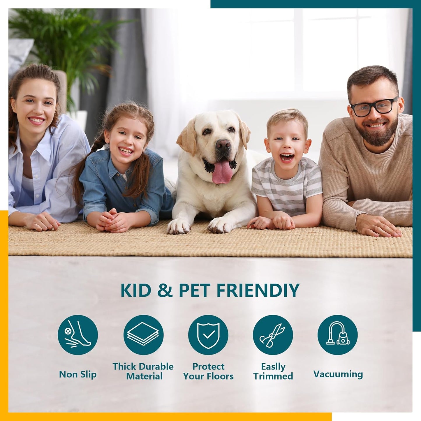Non Slip Rug Pad Gripper 2x6 Feet Extra Thick Pads for Hardwood Floors,Anti Skid Mat Under Carpet,Runner Keep Area Rugs Safe and in Place