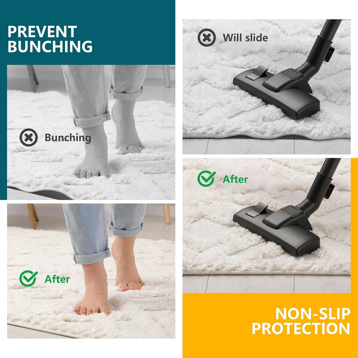 Non Slip Rug Pad Gripper 2x6 Feet Extra Thick Pads for Hardwood Floors,Anti Skid Mat Under Carpet,Runner Keep Area Rugs Safe and in Place