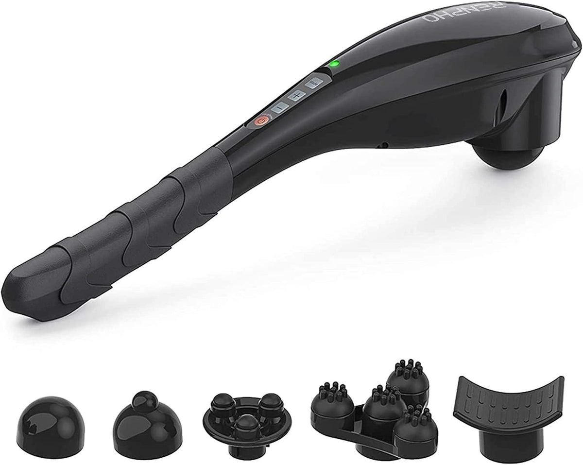 Rechargeable Handheld Back Massager with 5 Adjustable Speeds & Modes, Gifts for Men/Women, Cordless Electric Neck Massage Tool for Muscle Relief, Tailored Intensity for Shoulder, Leg, Calf