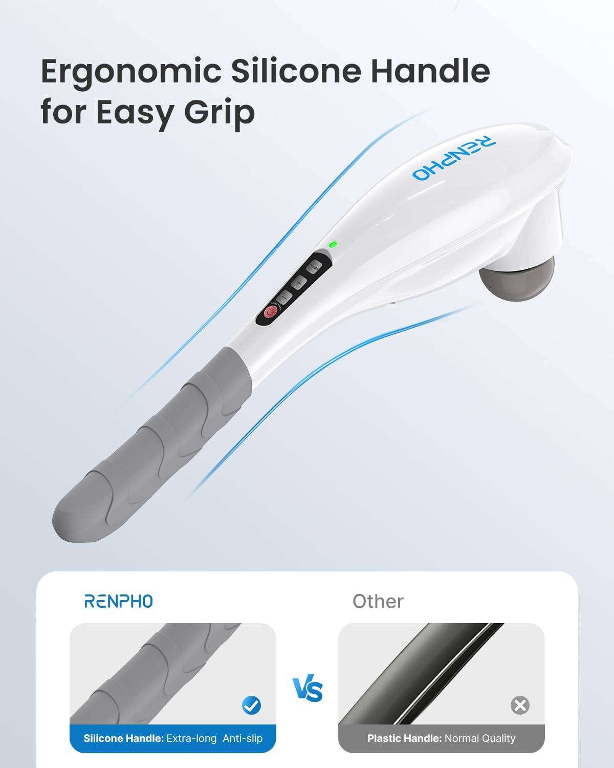 Rechargeable Handheld Back Massager with 5 Adjustable Speeds & Modes, Gifts for Men/Women, Cordless Electric Neck Massage Tool for Muscle Relief, Tailored Intensity for Shoulder, Leg, Calf