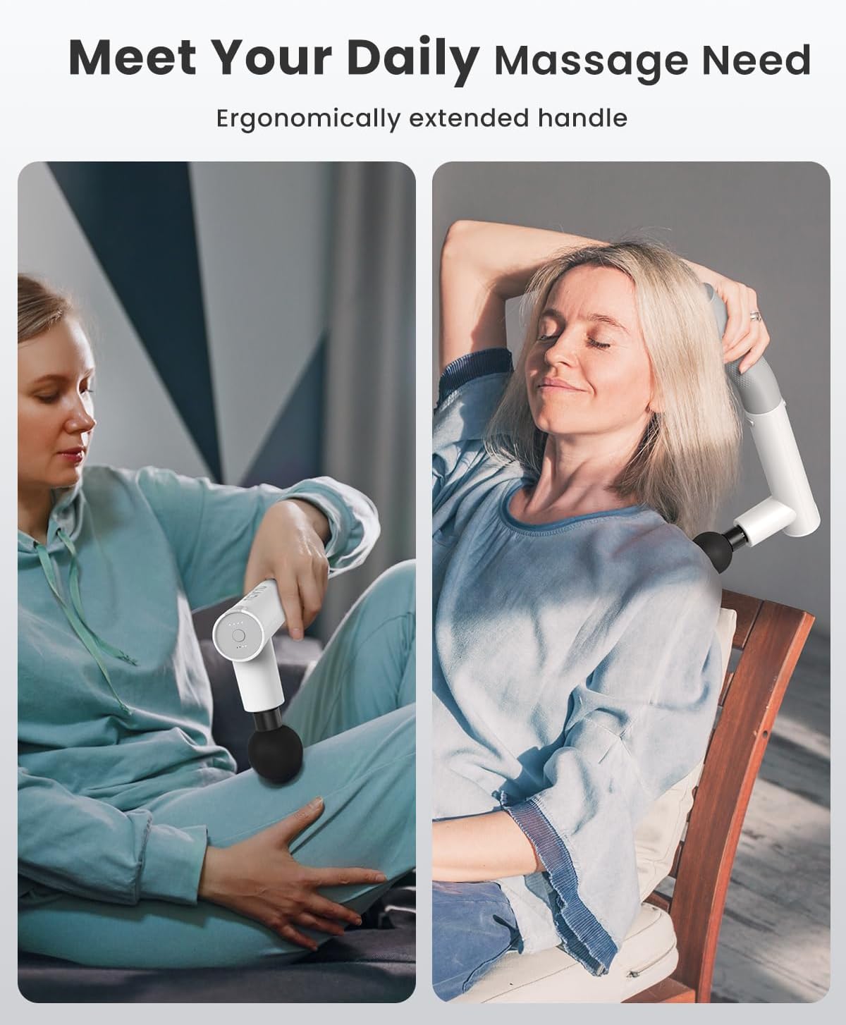 Rechargeable Handheld Back Massager with 5 Adjustable Speeds & Modes, Gifts for Men/Women, Cordless Electric Neck Massage Tool for Muscle Relief, Tailored Intensity for Shoulder, Leg, Calf