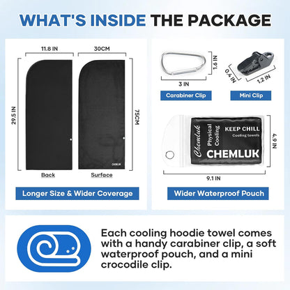 Cooling Rags for Neck: UPF50 Cooling Hoodie Towel with Case 1 Pack