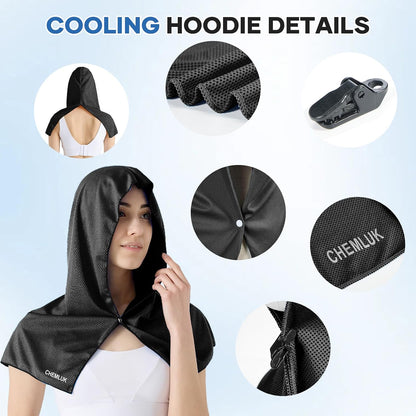 Cooling Rags for Neck: UPF50 Cooling Hoodie Towel with Case 1 Pack