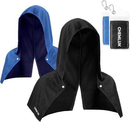 Cooling Rags for Neck: UPF50 Cooling Hoodie Towel with Case 1 Pack
