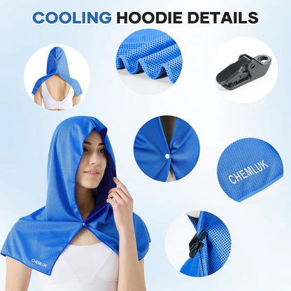 Cooling Rags for Neck: UPF50 Cooling Hoodie Towel with Case 1 Pack