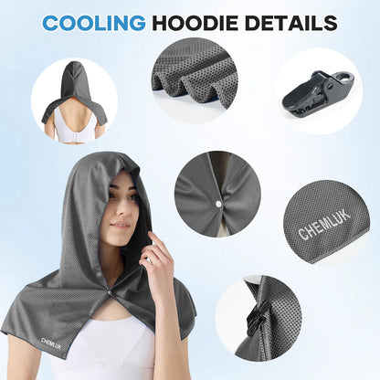 Cooling Rags for Neck: UPF50 Cooling Hoodie Towel with Case 1 Pack