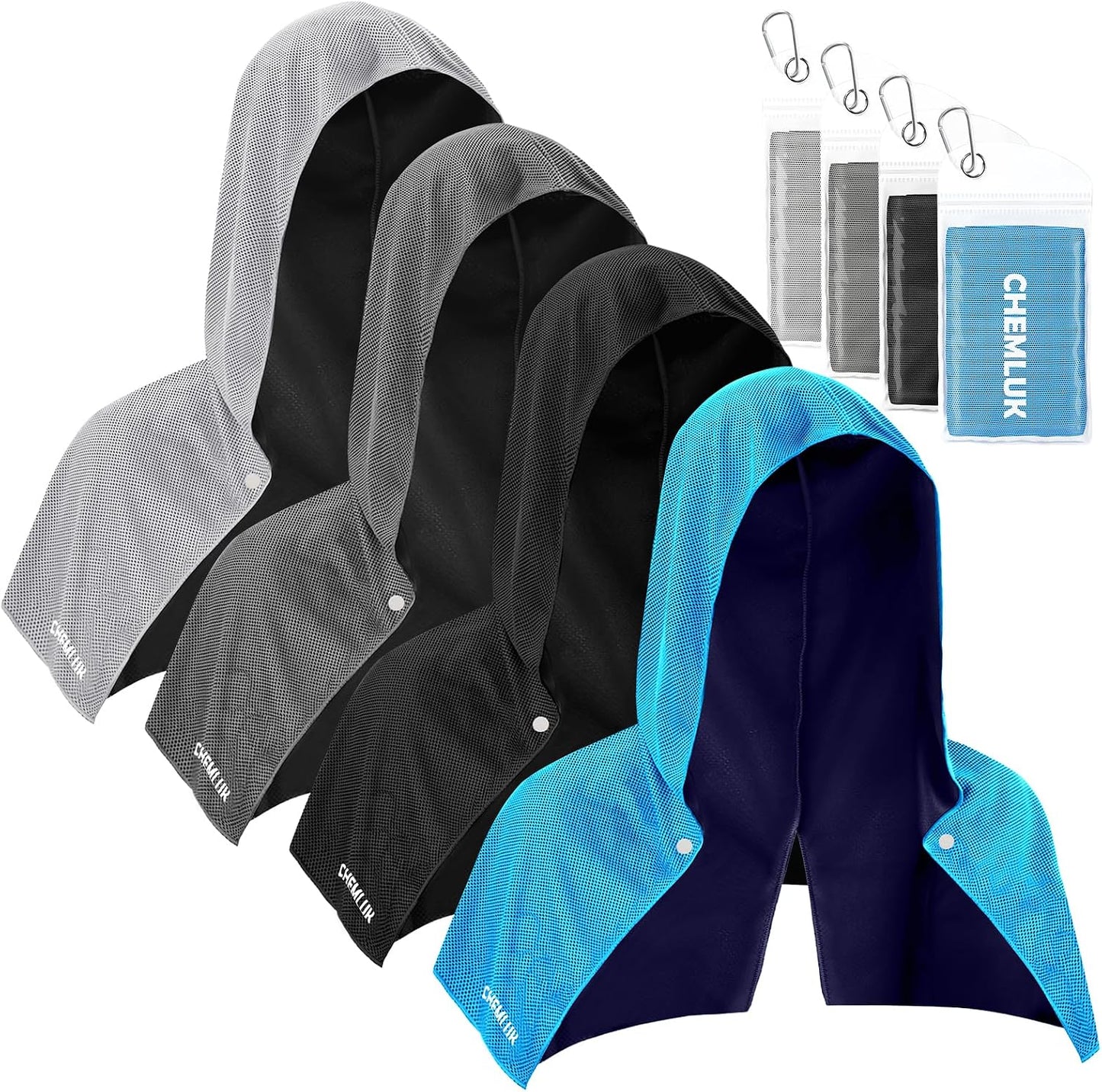 Cooling Rags for Neck: UPF50 Cooling Hoodie Towel with Case 1 Pack