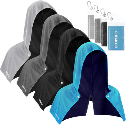 Cooling Rags for Neck: UPF50 Cooling Hoodie Towel with Case 1 Pack
