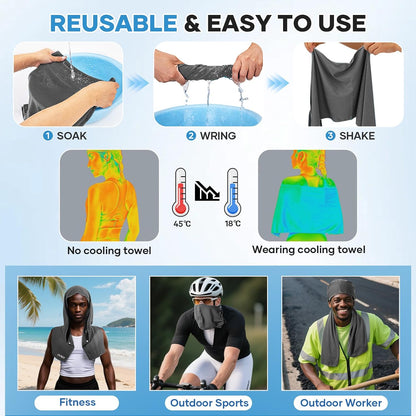 Cooling Rags for Neck: UPF50 Cooling Hoodie Towel with Case 1 Pack