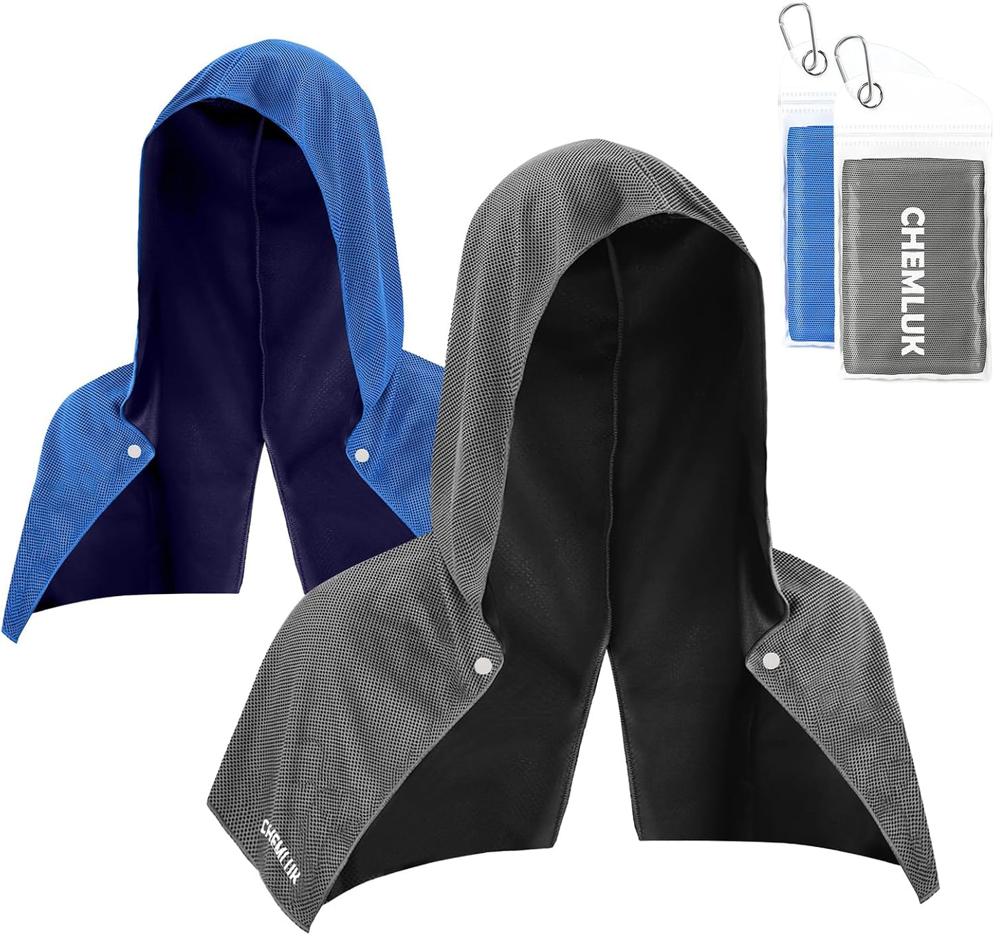 Cooling Rags for Neck: UPF50 Cooling Hoodie Towel with Case 1 Pack