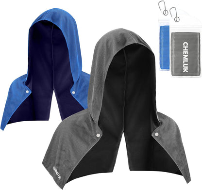 Cooling Rags for Neck: UPF50 Cooling Hoodie Towel with Case 1 Pack