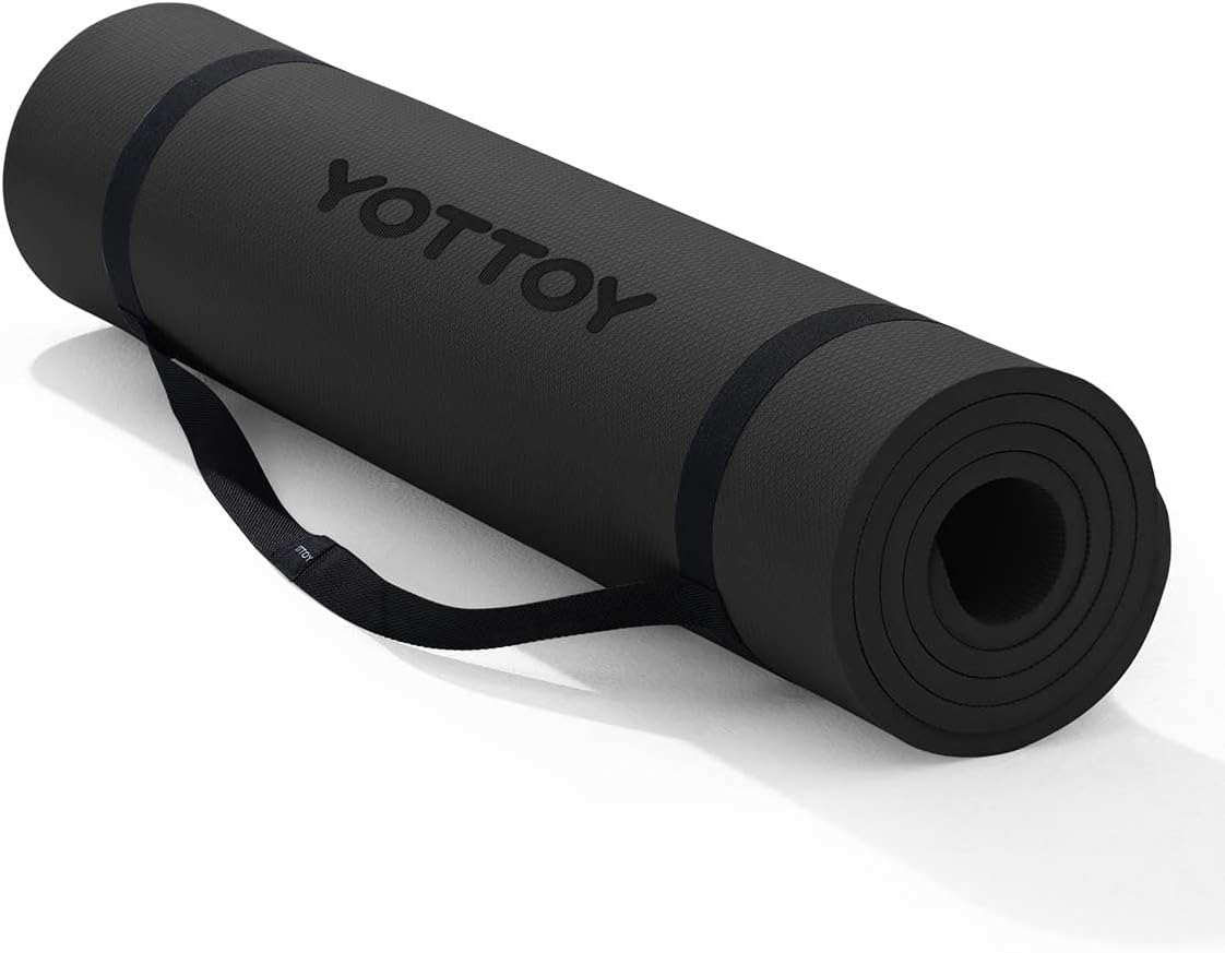 Yoga Mat，Extra Thick Yoga Mat (1/2inch),Professional TPE Exercise Mat,Non-Slip Workout Mat for Yoga, Pilates, Fitness, Barefoot Workouts, Home Gym Studio with Strap