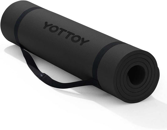 Yoga Mat，Extra Thick Yoga Mat (1/2inch),Professional TPE Exercise Mat,Non-Slip Workout Mat for Yoga, Pilates, Fitness, Barefoot Workouts, Home Gym Studio with Strap
