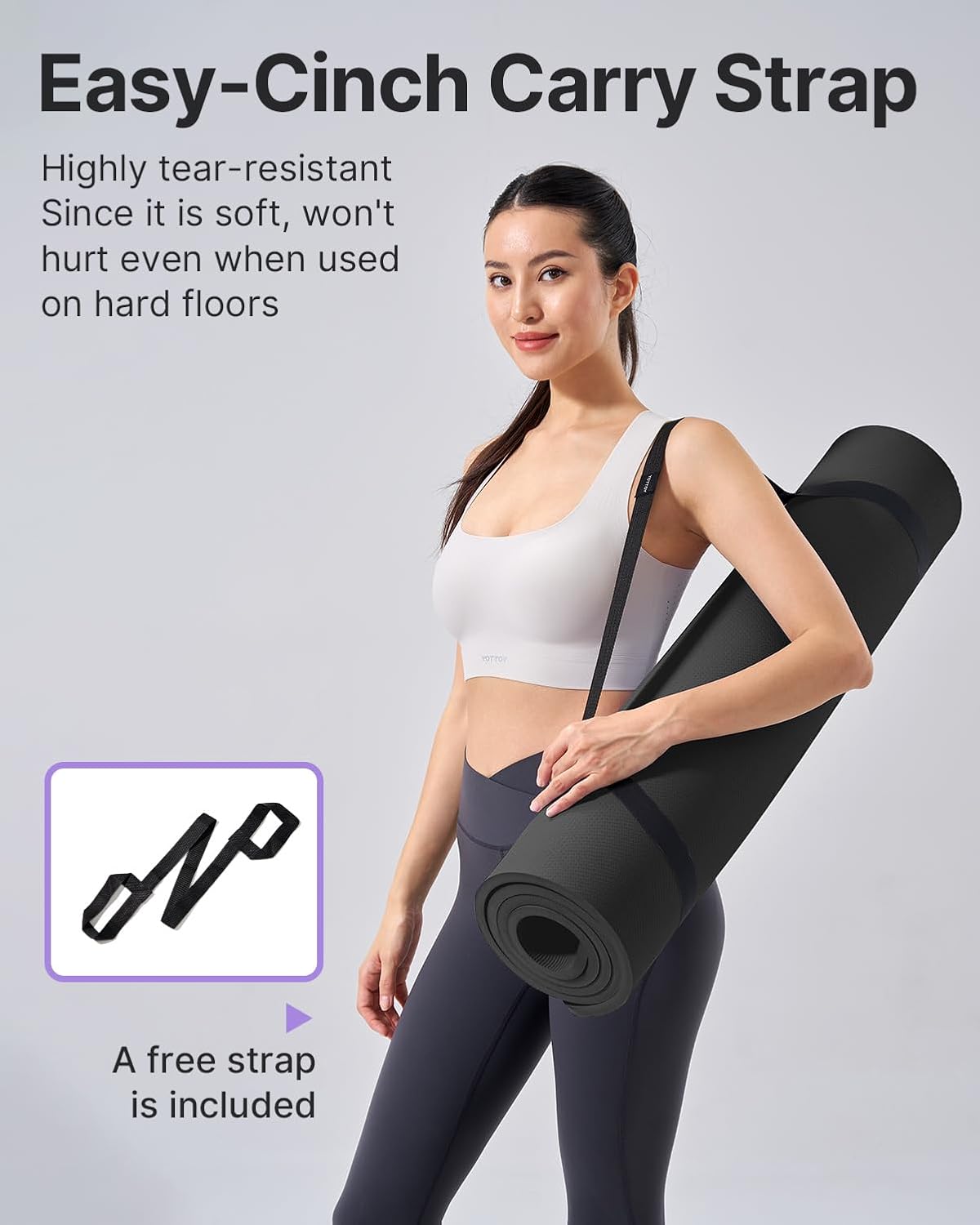 Yoga Mat，Extra Thick Yoga Mat (1/2inch),Professional TPE Exercise Mat,Non-Slip Workout Mat for Yoga, Pilates, Fitness, Barefoot Workouts, Home Gym Studio with Strap