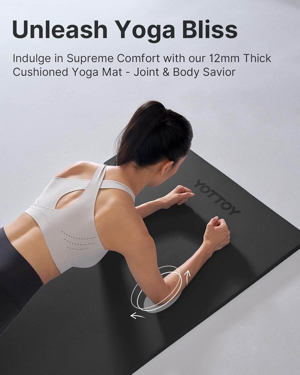 Yoga Mat，Extra Thick Yoga Mat (1/2inch),Professional TPE Exercise Mat,Non-Slip Workout Mat for Yoga, Pilates, Fitness, Barefoot Workouts, Home Gym Studio with Strap
