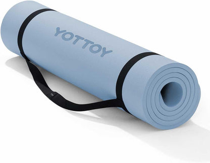Yoga Mat，Extra Thick Yoga Mat (1/2inch),Professional TPE Exercise Mat,Non-Slip Workout Mat for Yoga, Pilates, Fitness, Barefoot Workouts, Home Gym Studio with Strap