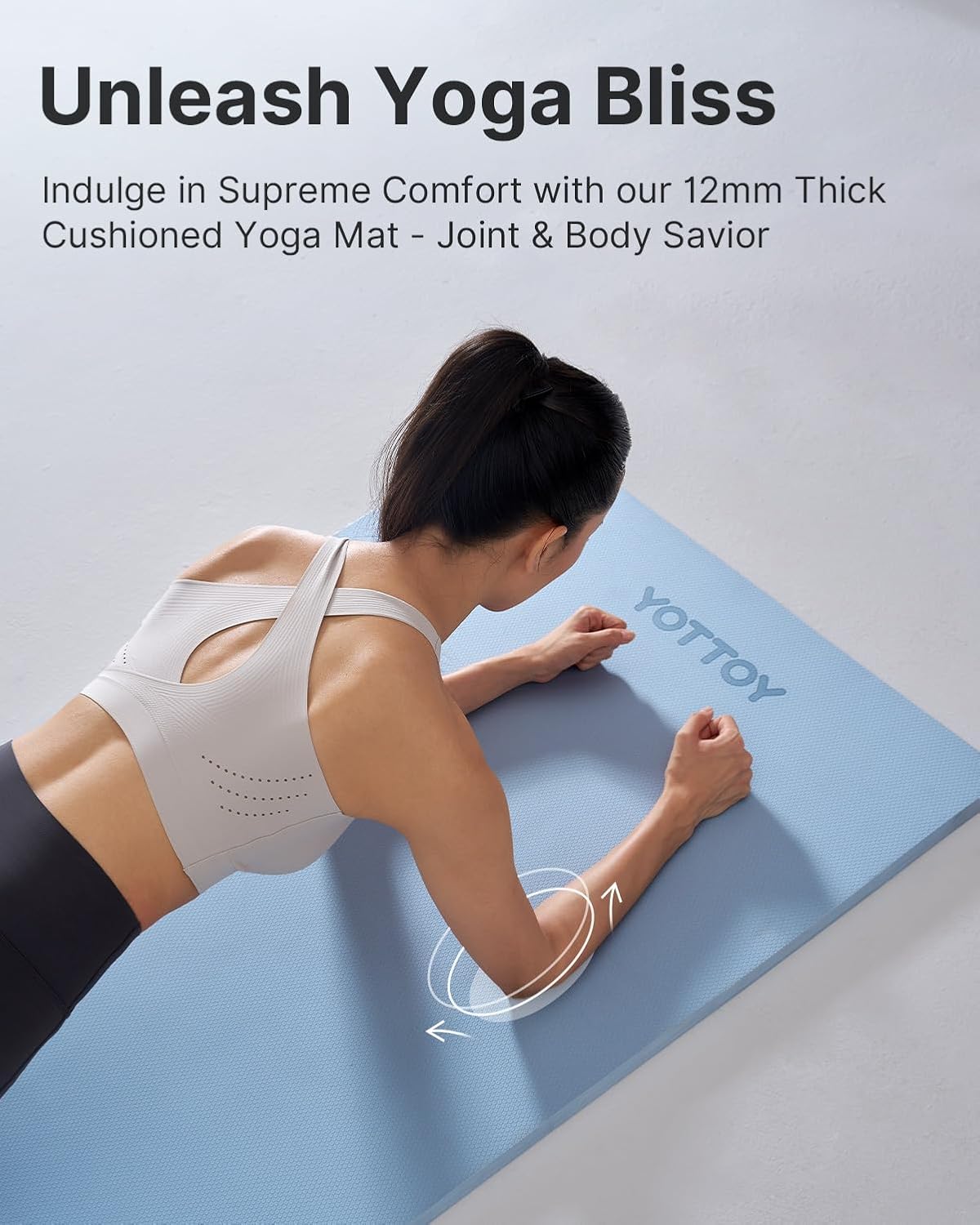 Yoga Mat，Extra Thick Yoga Mat (1/2inch),Professional TPE Exercise Mat,Non-Slip Workout Mat for Yoga, Pilates, Fitness, Barefoot Workouts, Home Gym Studio with Strap