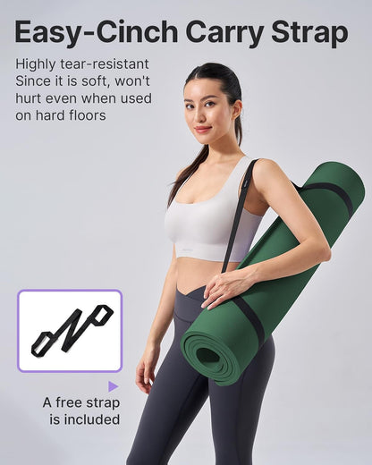 Yoga Mat，Extra Thick Yoga Mat (1/2inch),Professional TPE Exercise Mat,Non-Slip Workout Mat for Yoga, Pilates, Fitness, Barefoot Workouts, Home Gym Studio with Strap