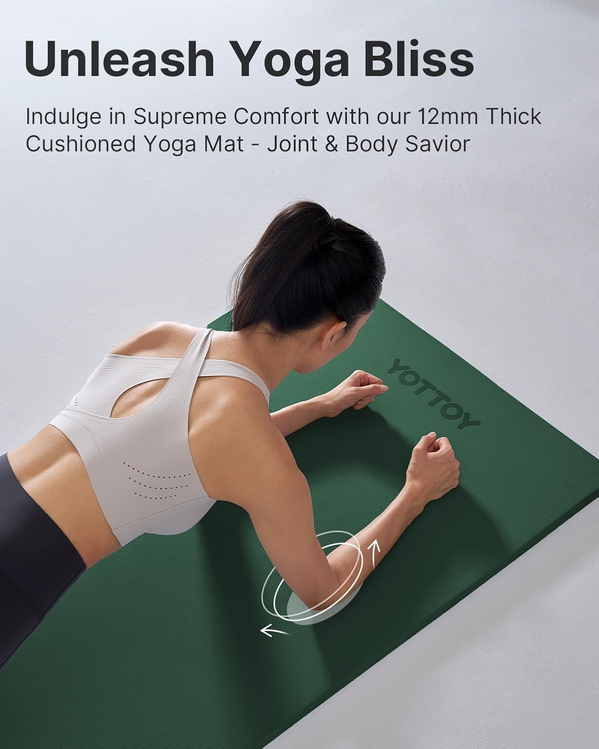 Yoga Mat，Extra Thick Yoga Mat (1/2inch),Professional TPE Exercise Mat,Non-Slip Workout Mat for Yoga, Pilates, Fitness, Barefoot Workouts, Home Gym Studio with Strap
