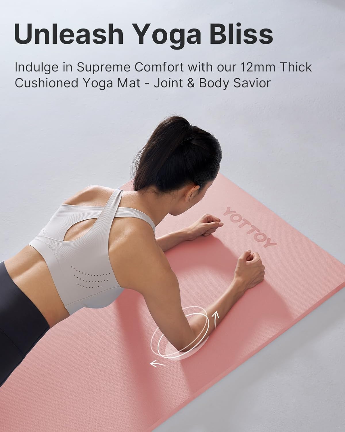 Yoga Mat，Extra Thick Yoga Mat (1/2inch),Professional TPE Exercise Mat,Non-Slip Workout Mat for Yoga, Pilates, Fitness, Barefoot Workouts, Home Gym Studio with Strap