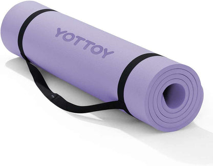 Yoga Mat，Extra Thick Yoga Mat (1/2inch),Professional TPE Exercise Mat,Non-Slip Workout Mat for Yoga, Pilates, Fitness, Barefoot Workouts, Home Gym Studio with Strap