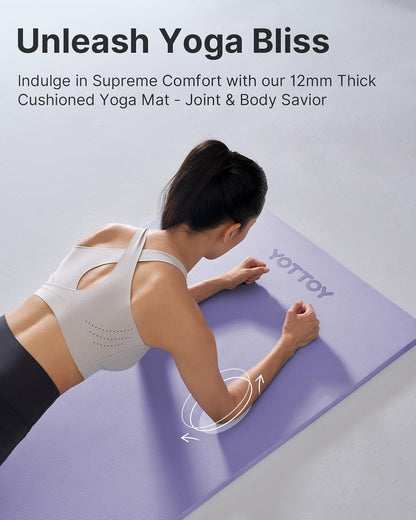 Yoga Mat，Extra Thick Yoga Mat (1/2inch),Professional TPE Exercise Mat,Non-Slip Workout Mat for Yoga, Pilates, Fitness, Barefoot Workouts, Home Gym Studio with Strap