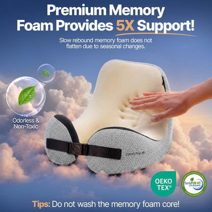 ComfyNap® Versatile Travel Neck Pillow for Airplane [Patented], 9 Positions in 3 Techniques, Plane Pillow with Pure Memory Foam, Travel Pillow with HeadRest Flight Sleep, Travel Essential - Mercury