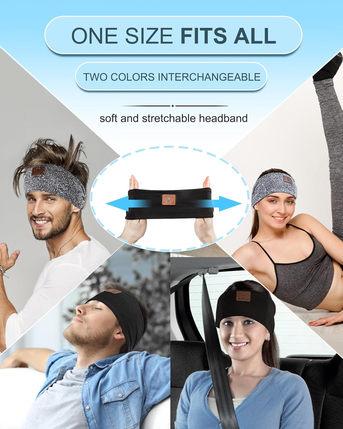 2-Pack Sleeping Headphones, Headband Headphones with Thin Speakers
