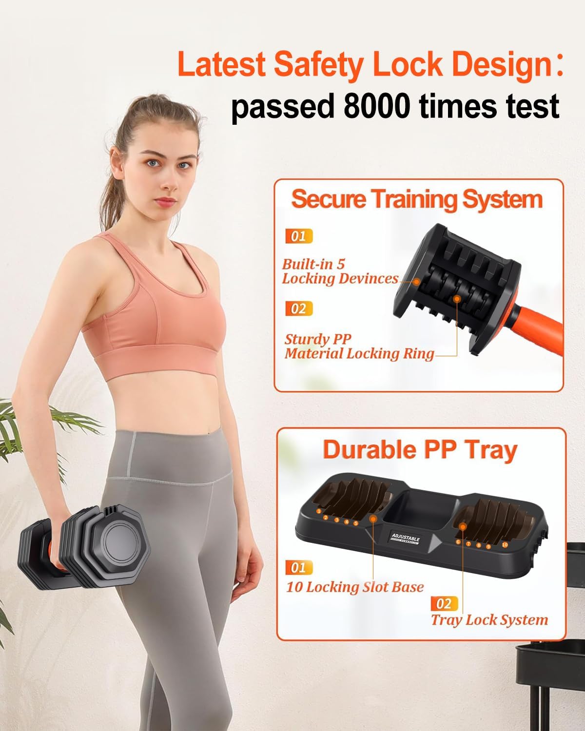 Adjustable Dumbbell Set, 10-in-1 25LB/50LB/90LB Ajustable Dumbbells with Safe Locking System, Enclosed Storage Tray, 1 Sec Fast Adjustment, Comfortable Non-Slip Textured Grip, Suitable for Home Gym Workouts Men and Women
