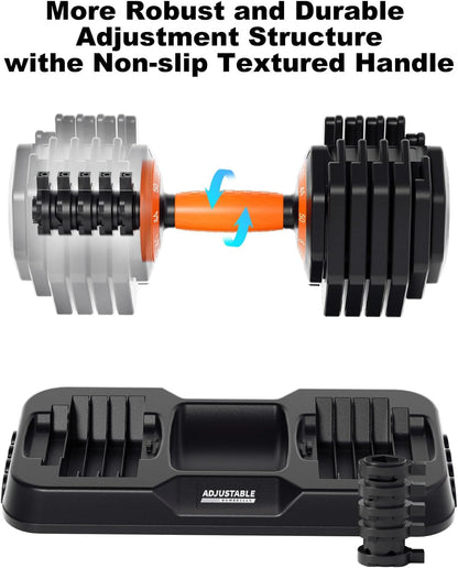 Adjustable Dumbbell Set, 10-in-1 25LB/50LB/90LB Ajustable Dumbbells with Safe Locking System, Enclosed Storage Tray, 1 Sec Fast Adjustment, Comfortable Non-Slip Textured Grip, Suitable for Home Gym Workouts Men and Women