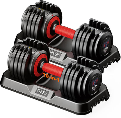 Adjustable Dumbbell Set, 10-in-1 25LB/50LB/90LB Ajustable Dumbbells with Safe Locking System, Enclosed Storage Tray, 1 Sec Fast Adjustment, Comfortable Non-Slip Textured Grip, Suitable for Home Gym Workouts Men and Women