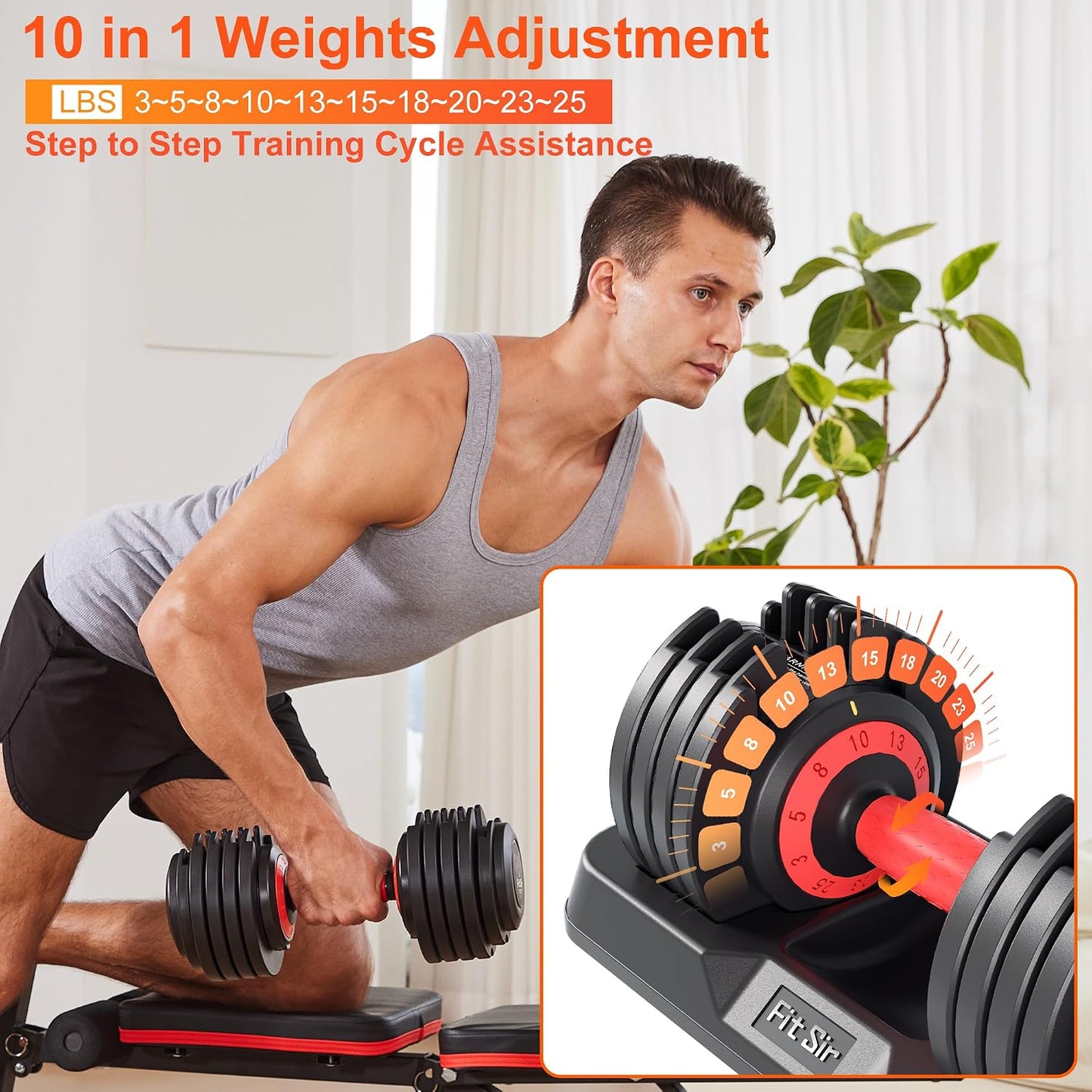 Adjustable Dumbbell Set, 10-in-1 25LB/50LB/90LB Ajustable Dumbbells with Safe Locking System, Enclosed Storage Tray, 1 Sec Fast Adjustment, Comfortable Non-Slip Textured Grip, Suitable for Home Gym Workouts Men and Women