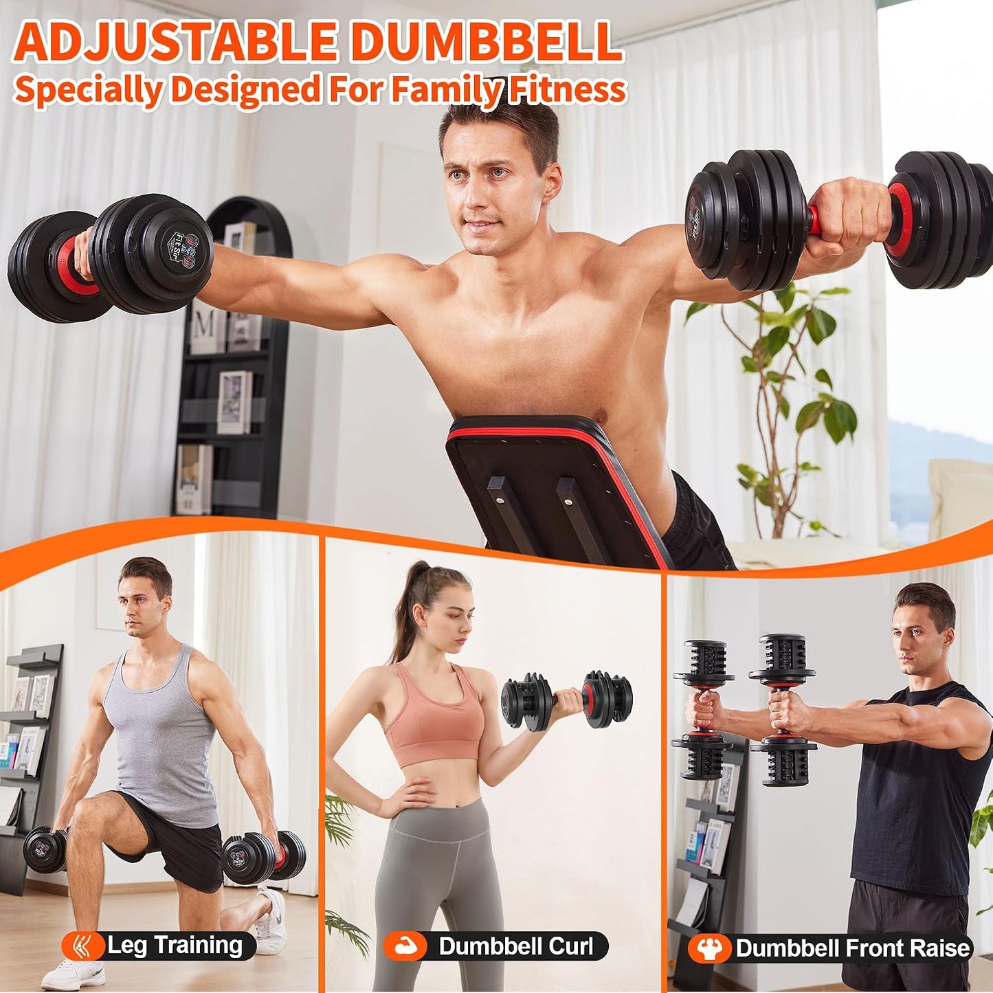 Adjustable Dumbbell Set, 10-in-1 25LB/50LB/90LB Ajustable Dumbbells with Safe Locking System, Enclosed Storage Tray, 1 Sec Fast Adjustment, Comfortable Non-Slip Textured Grip, Suitable for Home Gym Workouts Men and Women