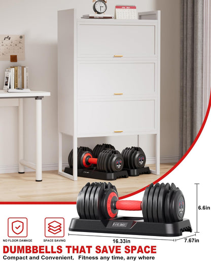 Adjustable Dumbbell Set, 10-in-1 25LB/50LB/90LB Ajustable Dumbbells with Safe Locking System, Enclosed Storage Tray, 1 Sec Fast Adjustment, Comfortable Non-Slip Textured Grip, Suitable for Home Gym Workouts Men and Women