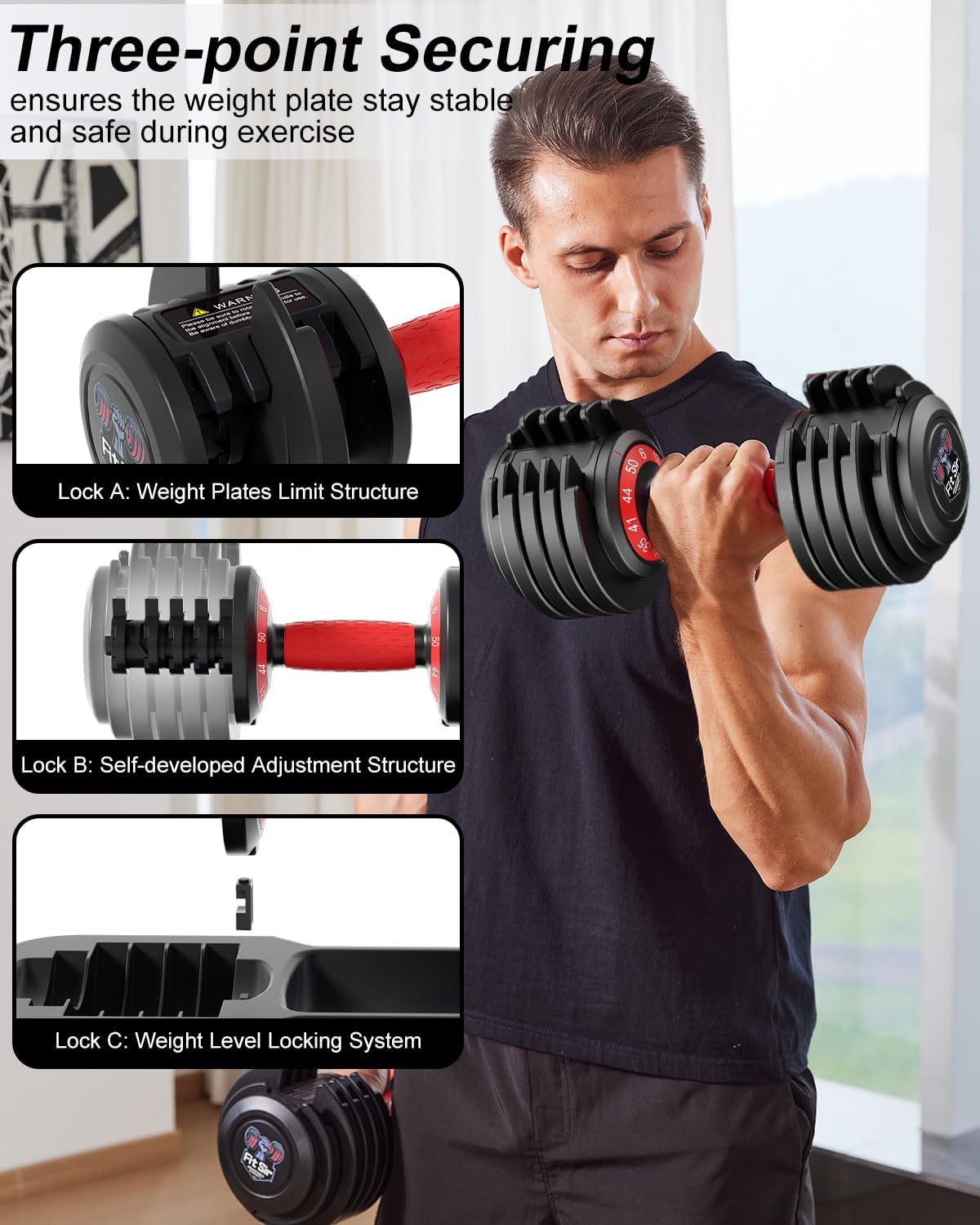 Adjustable Dumbbell Set, 10-in-1 25LB/50LB/90LB Ajustable Dumbbells with Safe Locking System, Enclosed Storage Tray, 1 Sec Fast Adjustment, Comfortable Non-Slip Textured Grip, Suitable for Home Gym Workouts Men and Women