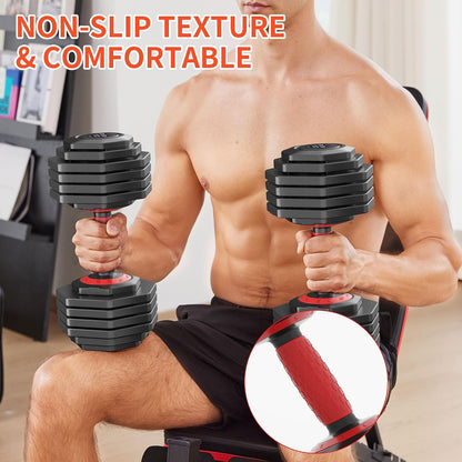 Adjustable Dumbbell Set, 10-in-1 25LB/50LB/90LB Ajustable Dumbbells with Safe Locking System, Enclosed Storage Tray, 1 Sec Fast Adjustment, Comfortable Non-Slip Textured Grip, Suitable for Home Gym Workouts Men and Women