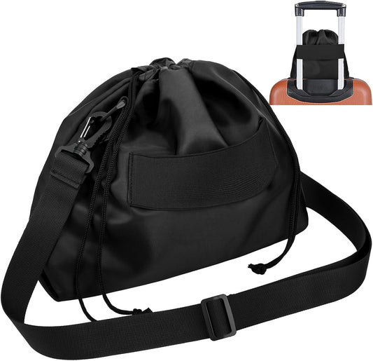 Travel Neck Pillow Bag for Memory Foam Travel Pillow,Luggage Travel Pillow Drawstring Bag Carrying Case with Trolley Sleeve&Adjustable Strap,Easily Attaches to Luggage,Backpacks