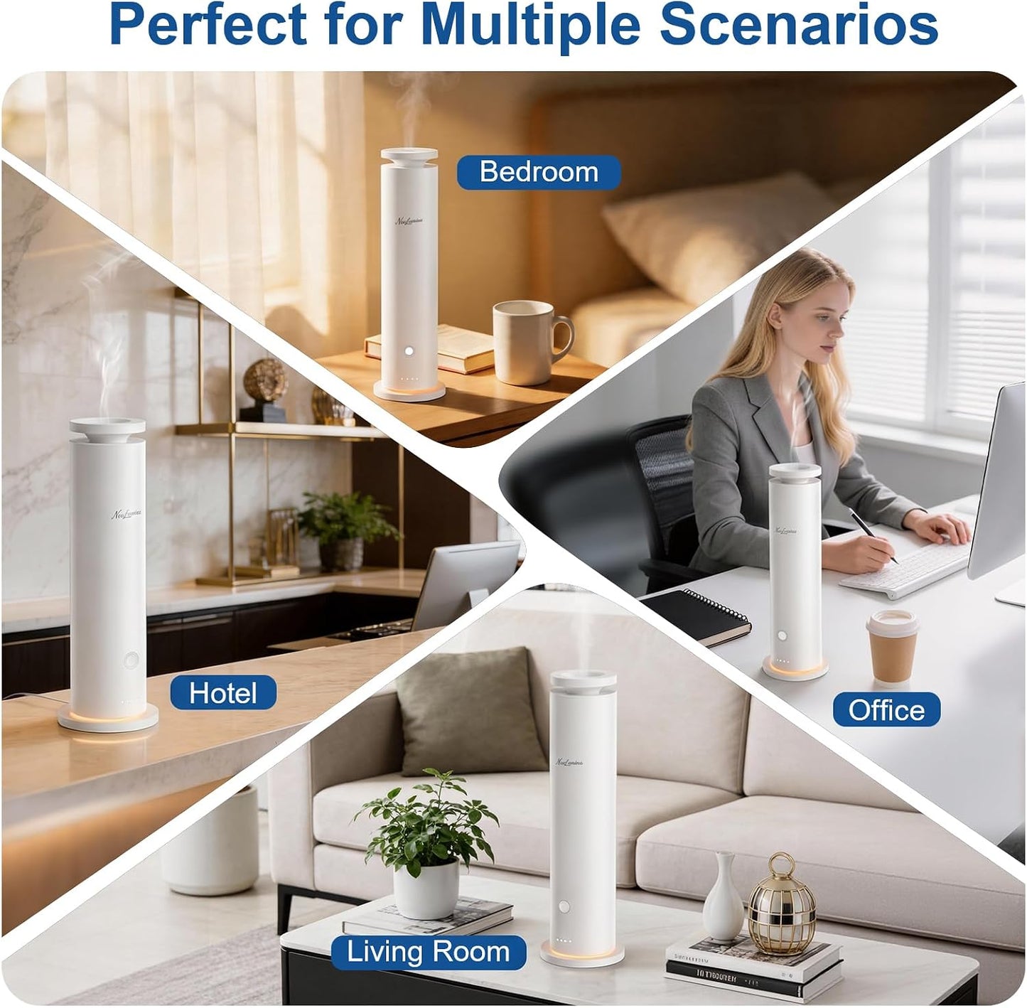 Waterless Diffuser Pro with 5 Scent Oils, Luxury Hotel-Class Essential Oil Diffuser Aromatherapy Machine with 1500 Sq Ft Cover, 6 Mist, 4.06Oz Diffusers for Home Large Room Hotel SPA - Black