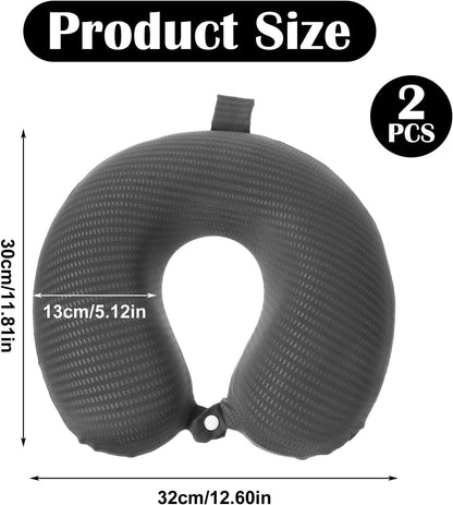 2 PCS U Shaped Travel Pillow Case Cover Ice Silk Neck Pillow Case with Zipper Replacement Airplane Pillow Cover Washable Soft with Double Snap Dark Gray