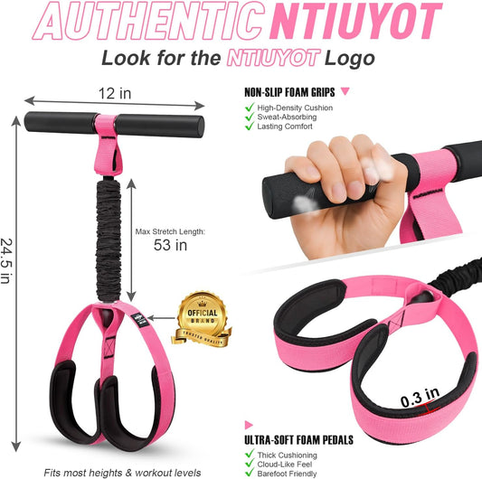 Pedal Resistance Band with Handle, Upgraded Durable Thickened Latex Tubes and Soft Foam Fabric Foot Pedal, Sit Up Exercise Equipment for Abdomen, Waist, Arm, Core/ABS, Leg, Physical Therapy