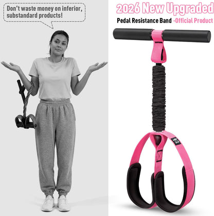 Pedal Resistance Band with Handle, Upgraded Durable Thickened Latex Tubes and Soft Foam Fabric Foot Pedal, Sit Up Exercise Equipment for Abdomen, Waist, Arm, Core/ABS, Leg, Physical Therapy