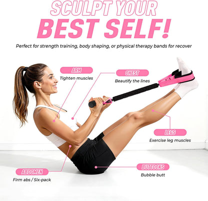 Pedal Resistance Band with Handle, Upgraded Durable Thickened Latex Tubes and Soft Foam Fabric Foot Pedal, Sit Up Exercise Equipment for Abdomen, Waist, Arm, Core/ABS, Leg, Physical Therapy
