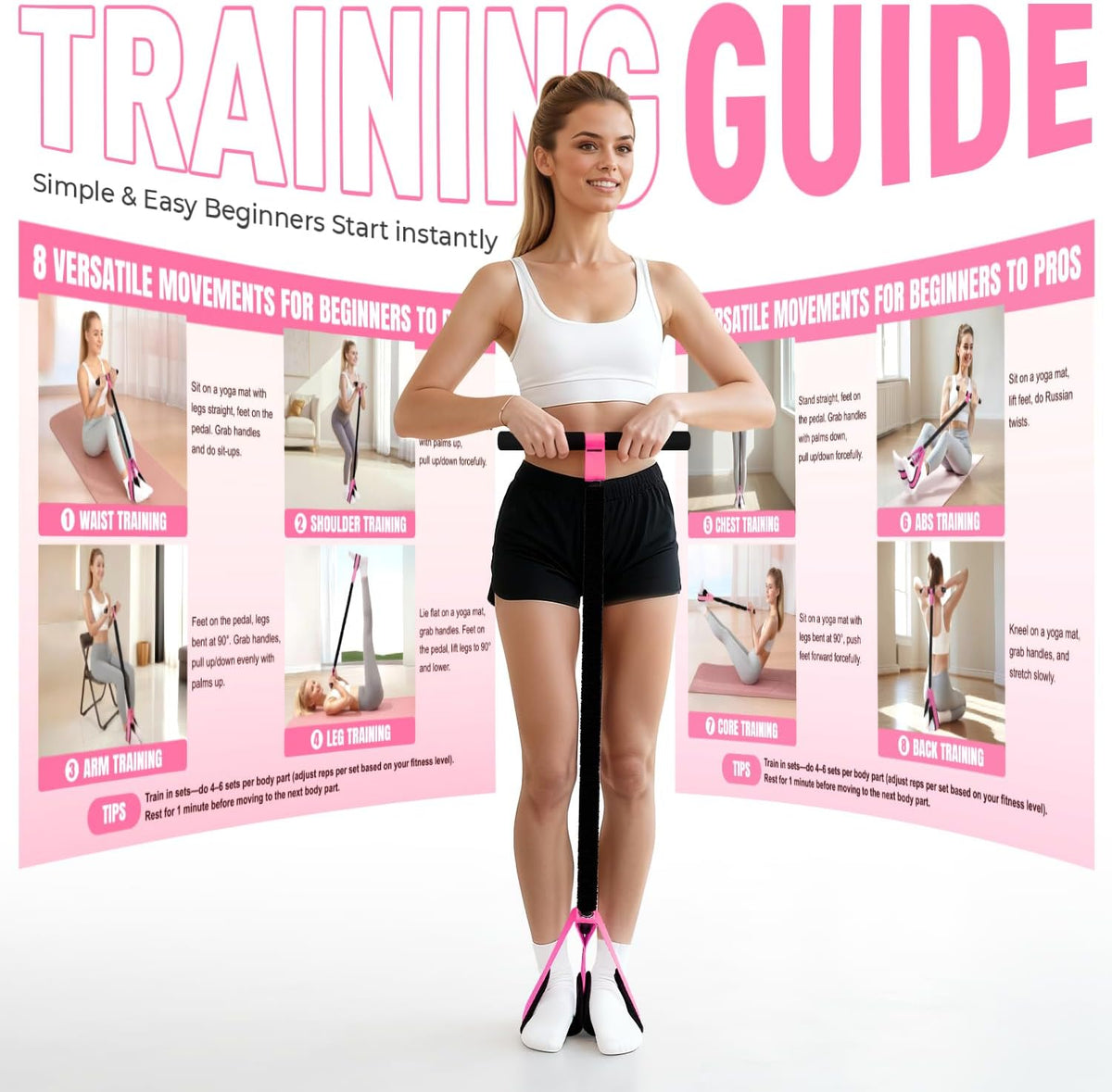 Pedal Resistance Band with Handle, Upgraded Durable Thickened Latex Tubes and Soft Foam Fabric Foot Pedal, Sit Up Exercise Equipment for Abdomen, Waist, Arm, Core/ABS, Leg, Physical Therapy